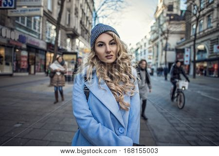 Streetstyle portrait of fashion woman in European city