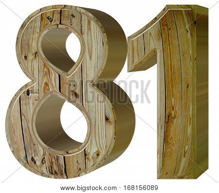 Numeral 81, Eighty One, Isolated On White Background, 3D Render