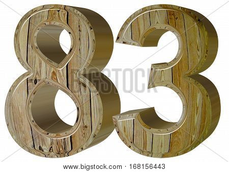 Numeral 83, Eighty Three, Isolated On White Background, 3D Rende