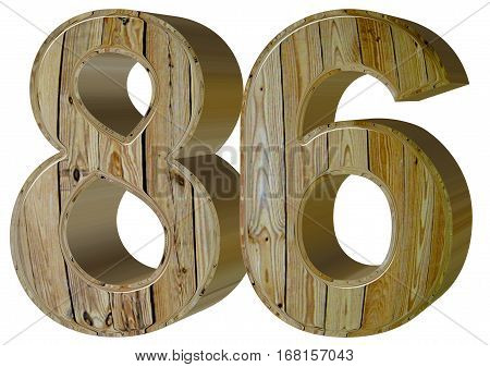 Numeral 86, Eighty Six Isolated On White Background, 3D Render