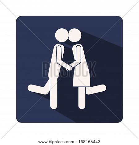 color silhouette frame with couple kissing and holding hands vector illustration