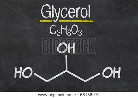 Blackboard With The Chemical Formula Of Glycerol