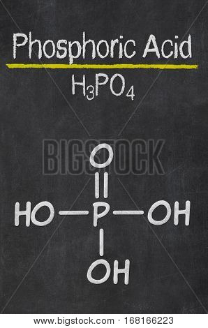 Blackboard With The Chemical Formula Of Phosphoric Acid