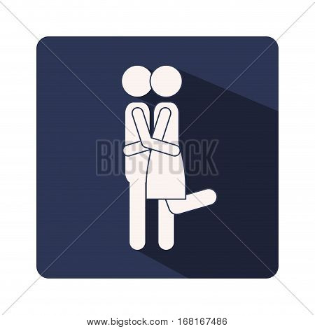 color silhouette frame with couple kissing and embraced vector illustration