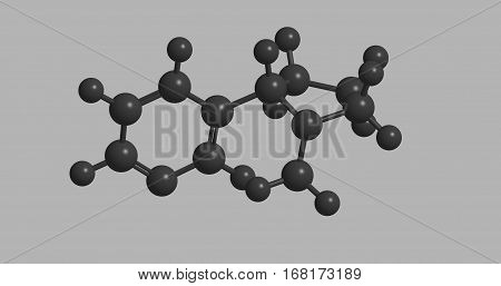 Molecular structure of nicotine in gray color. The compound is stimulant drug 3D rendering