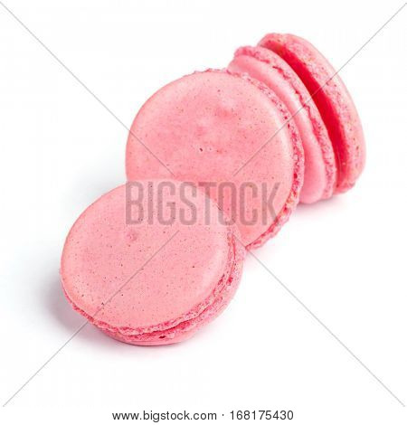 Tasty macaroons isolated on white background