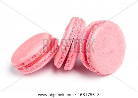 Tasty macaroons isolated on white background