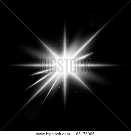 Spark vector light effects. Silver star and star burst shine. Magic illumination. Glowing rays and flash. spotight blurred motion. .