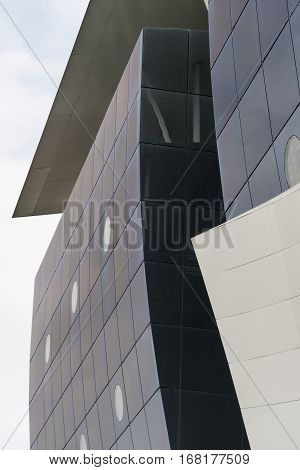 TRADATE, ITALY - OCTOBER 2, 2016: Tradate (Varese Lombardy Italy): modern building along the via Varesina