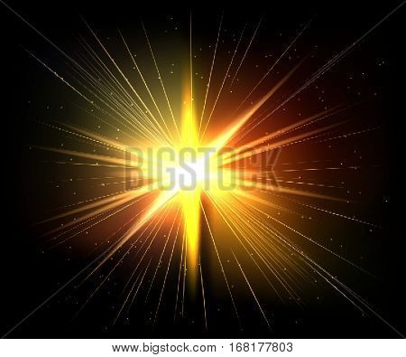 Spark vector light effects. Golden star and star burst shine. Magic illumination. Glowing rays and flash. spotight blurred motion. .
