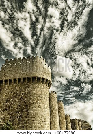 Avila (Castilla y Leon Spain): the famous medieval walls surrounding the city