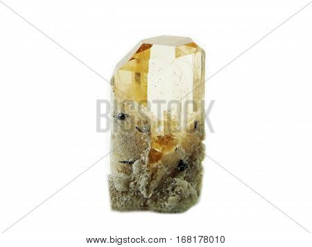 yellow topaz gem geode crystals geological mineral isolated