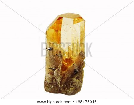 orange topaz gem crystal geological mineral isolated
