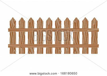 Rural wooden fence vector illustration white. Wood fence isolated on background