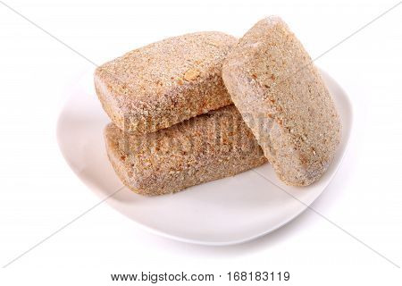 Frozen Ground Meat On A White Plate