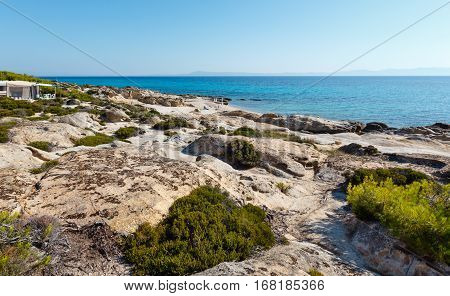 Camping On Rocky Coast, Sithonia, Greece.