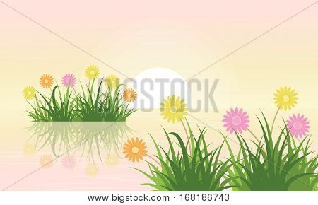 Illustration vector of flower landscape collection stock