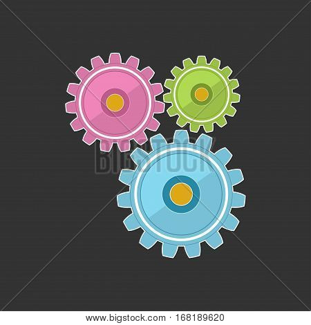 Gears Isolated on Gray Background, Teamwork, Joint Effort ,Team Effort