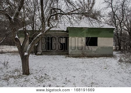 Winter landscape in the rural mountain village