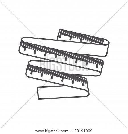 silhouette monochrome with measuring tape vector illustration