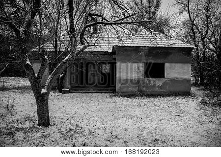 Winter landscape in the rural mountain village