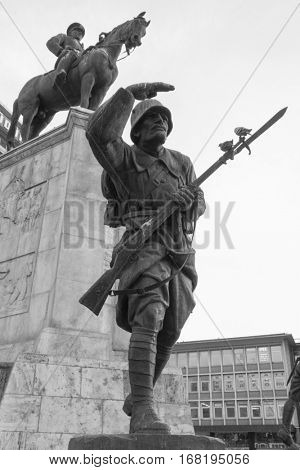 ANKARA, TURKEY - JANUARY 17, 2017: Statue of Victory in Ulus Square. Ulus, Ankara. The monument was inaugurated on 24 November 1927 and It was restored in 2002.