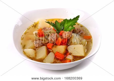 Soup With Frikadellers And Potato