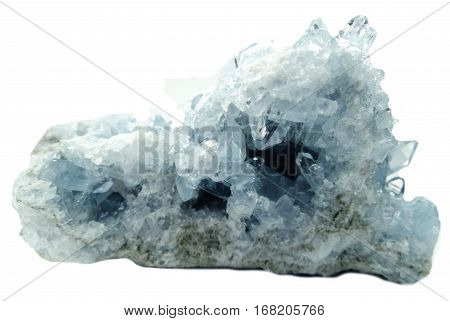 celestite semigem geode crystals geological mineral isolated