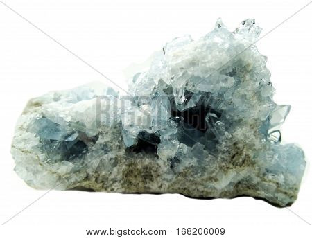 celestite semigem geode crystals geological mineral isolated