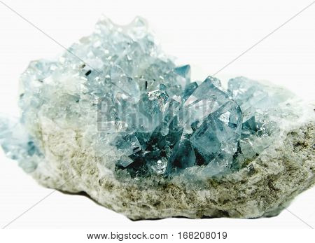 celestite semigem geode crystals geological mineral isolated