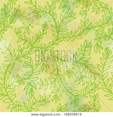 Seamless floral hand drawn green grunge ornament