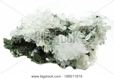 natural quartz semigem geode crystals geological mineral isolated