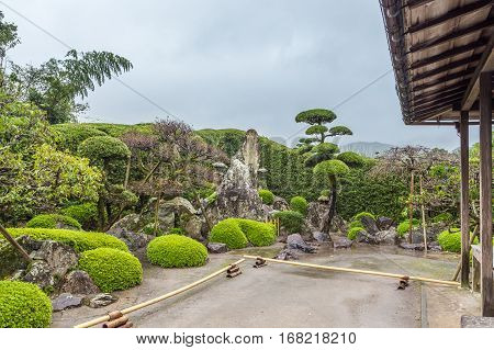 Japanese garden in Chiran Samurai district in Kagoshima Japan