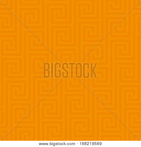 Orange Classic meander seamless pattern. Greek key neutral tileable linear vector background.