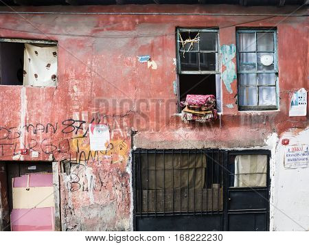 Facade Of Urban House In Old District Of Istanbul