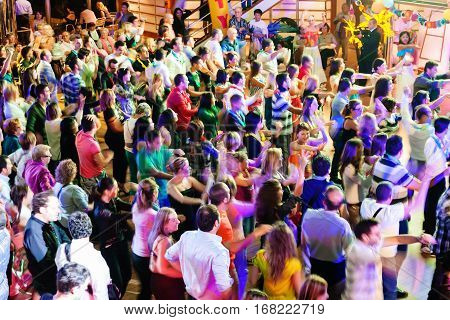 People On Dancing Party During Cruise On Liner