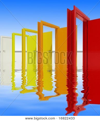 abstrakt 3d bild av dörrar