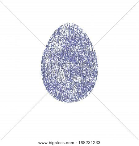 Hand drawn easter egg with doodle pattern like netting in blue. Design element for card souvenires poster. Cute Doodle style Easter Egg. Vector egg. Stock vector