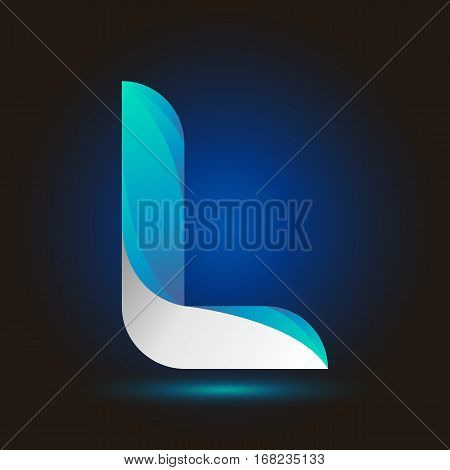 Letter L icon and logo template.  New design typographic. twisted blue and white line