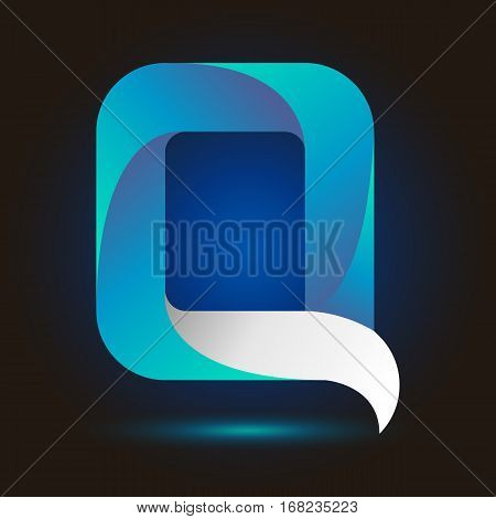 Letter Q icon and logo template.  New design typographic. twisted blue and white line