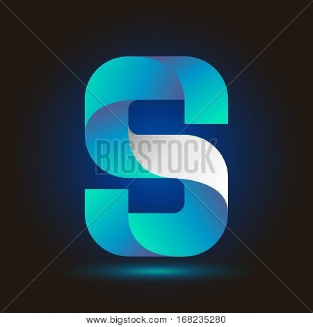 Letter S icon and logo template.  New design typographic. twisted blue and white line