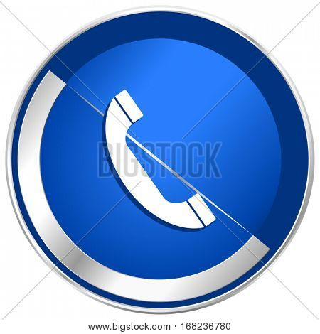 Phone silver metallic web and mobile phone vector icon in eps 10.