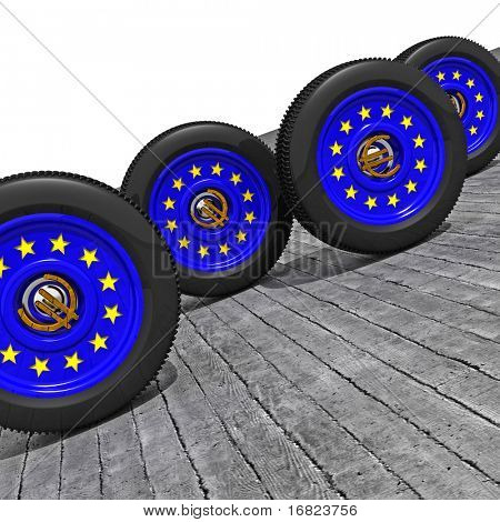 3 d のシカ車ホイールの欧州の旗の色