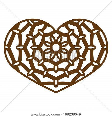 Vector Stencil Lacy Heart With Carved Openwork Pattern. Template