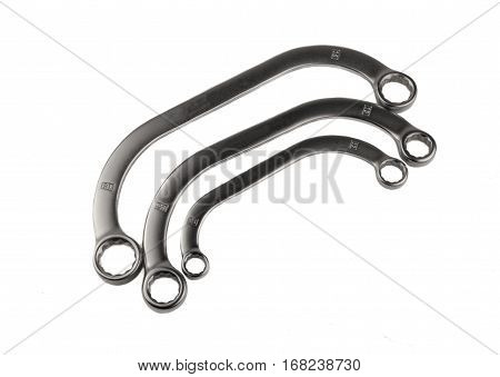 Kit curved wrench curved isolated on white background