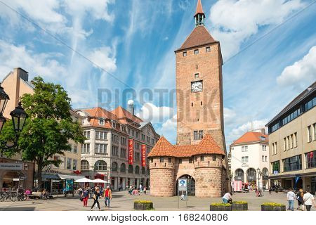 NUREMBERG, GERMANY - July 6, 2016. Street view of Nuremberg Cityscape, It is the second-largest city in Bavaria, GERMANY