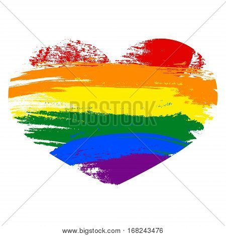 Heart Icon Isolated On White Background. Rainbow Heart With Hand