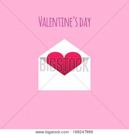 Vector concept card with open envelope and heart.