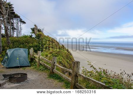 Camping on Kalaloch Campground, Pacific Coast, Washington USA