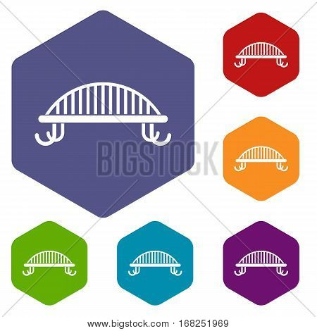 Bench with backrest icons set rhombus in different colors isolated on white background